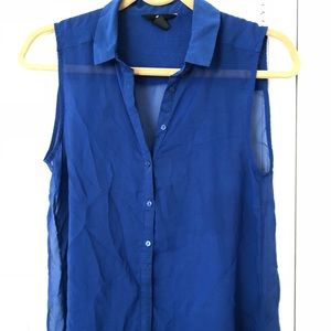 Blue button down sleeveless blouse from H&M